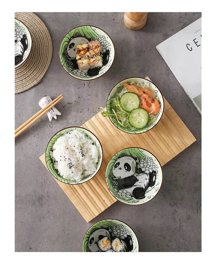 Creative Panda Ceramic Tableware Set, Cartoon Porcelain Dinnerware Gift Box Set