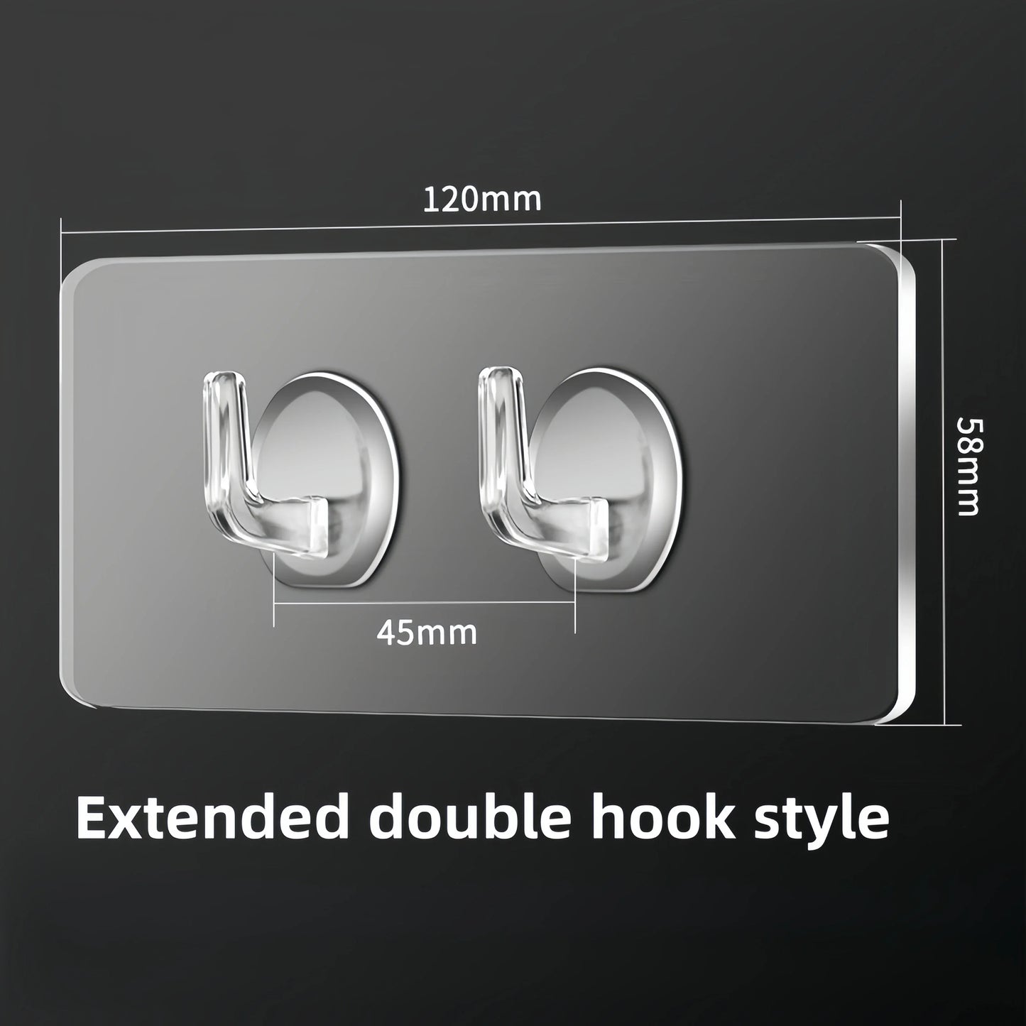 Self-Adhesive Wall Hooks, Transparent Heavy Duty Sticky Hooks for Kitchen, Bathroom, Door & Closet, Towel and Key Hook Set