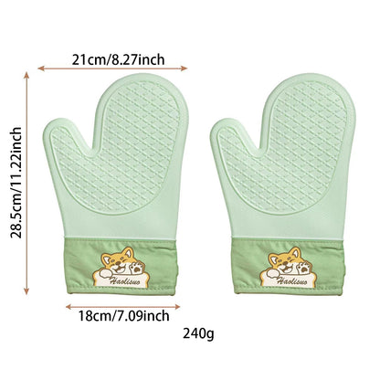 2PCS Silicone Oven Gloves – Thickened Heat Insulation Anti-Slip Anti-Scald Kitchen Baking Gloves