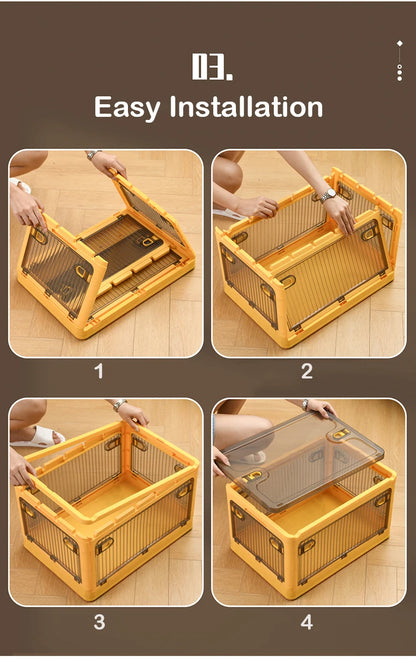 Foldable Storage Box with Wheels, Stackable Closet Organizer for Clothes, Quilts, Toys & Books