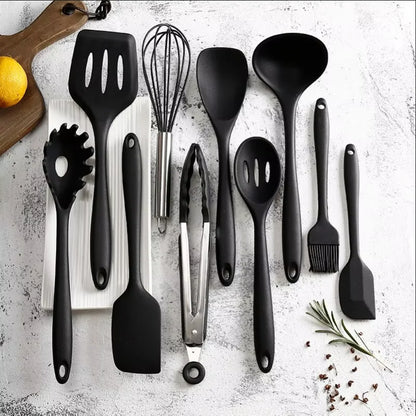 10PCS Silicone Kitchen Utensil Set, Heat-Resistant Cooking & Baking Tools, Non-Stick Spatula Spoon Scraper Set