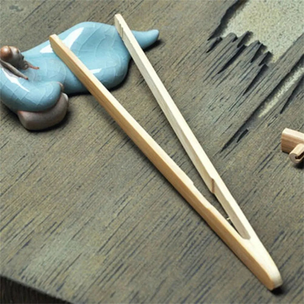 2PCS Bamboo Wood Food Tongs 18cm – Wooden Toast Salad Tongs for Bacon, Sugar, Ice, Tea, and Kitchen Use