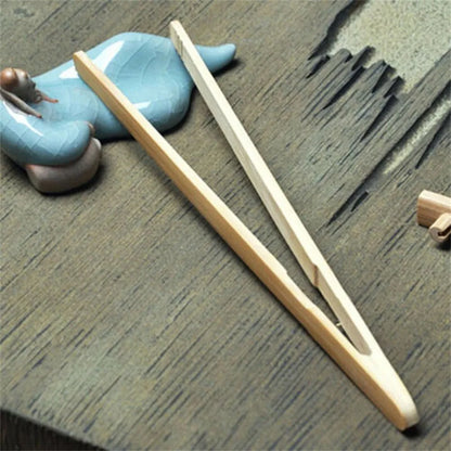 2PCS Bamboo Wood Food Tongs 18cm – Wooden Toast Salad Tongs for Bacon, Sugar, Ice, Tea, and Kitchen Use
