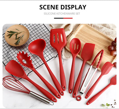 10PCS Silicone Kitchen Utensil Set, Heat-Resistant Cooking & Baking Tools, Non-Stick Spatula Spoon Scraper Set