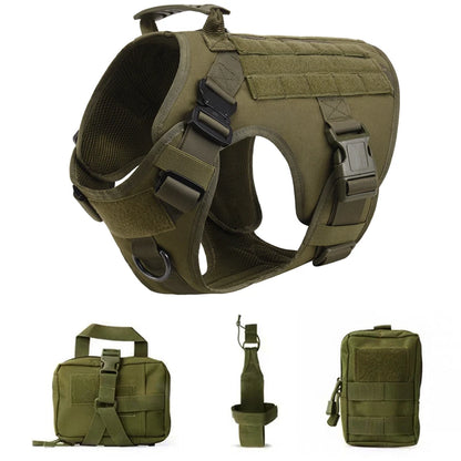 Tactical Dog Harness and Leash Set for Large and Medium Dogs, Military-Style Training Vest for German Shepherd, Golden Retriever, and Working Breeds