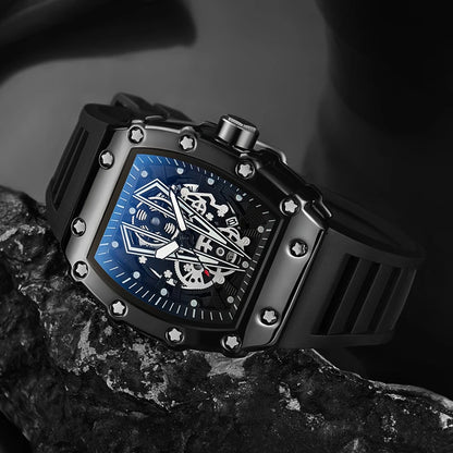 WLISTH Men’s Large Dial Square Quartz Watch, Waterproof Sport Wristwatch with Luminous Hands, Rubber Strap, and Calendar Display