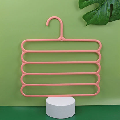 5-Layer Multi-Functional Clothes Hanger – Non-Slip Plastic Pants Storage Rack for Closet Organization
