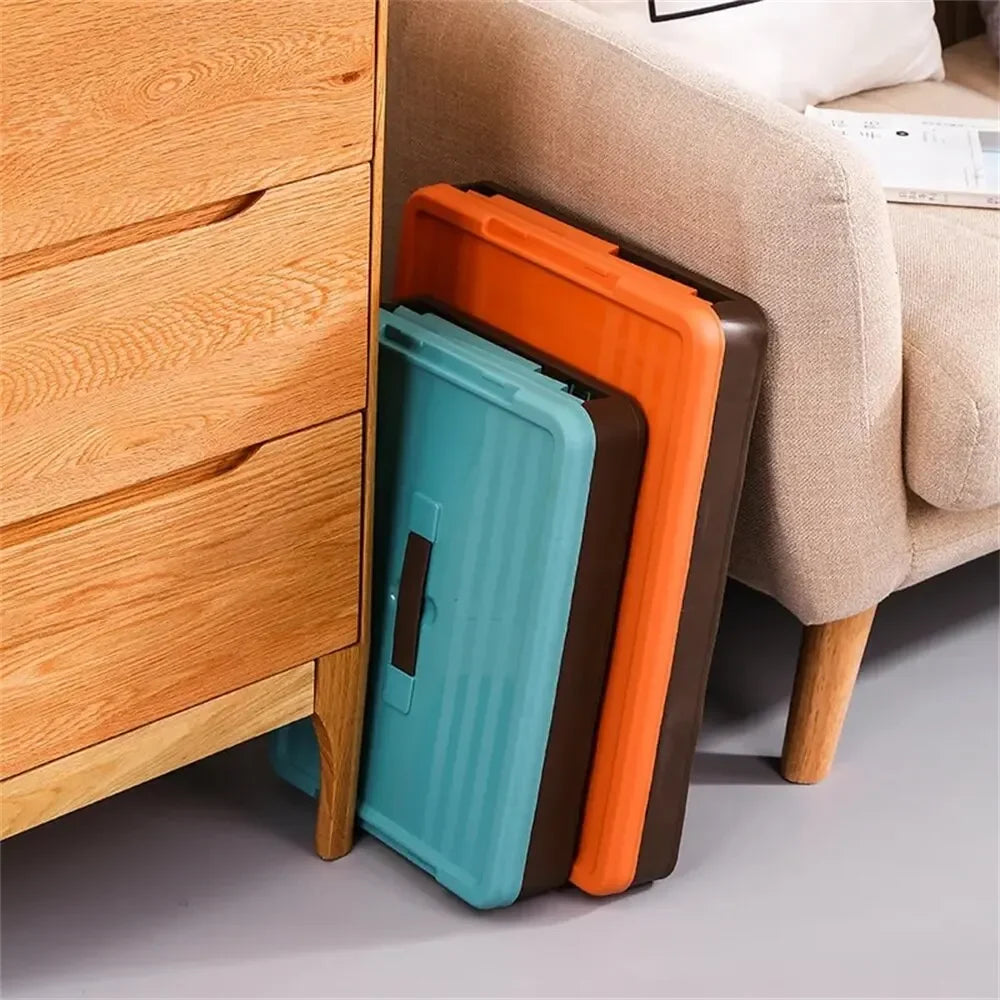 Foldable Plastic Storage Box with Lid, Large Capacity Multifunctional Organizer for Home Goods & Space-Saving Storage