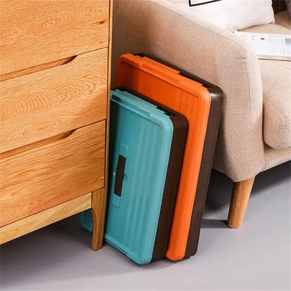 Foldable Plastic Storage Box with Lid, Large Capacity Multifunctional Organizer for Home Goods & Space-Saving Storage