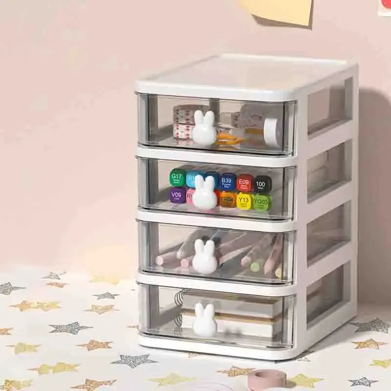 2–5 Layer Clear Stacking Drawer Organizer – Multi-Tier PP Storage Box Modular Desktop System for Office & Beauty Products
