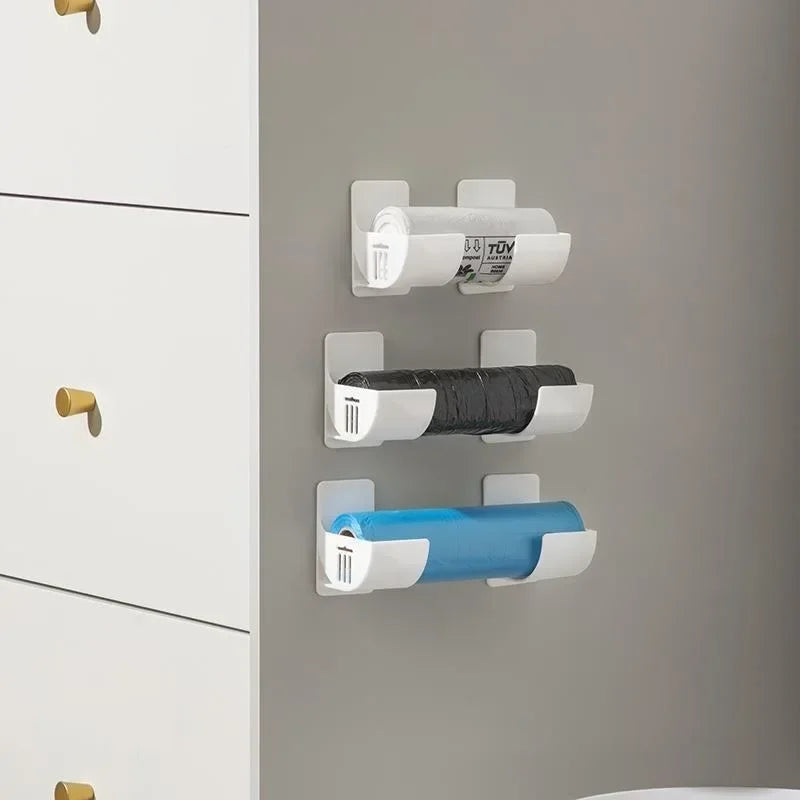 2/4PCS Wall Mounted Trash Bag Holder – Garbage Bag Storage Box & Plastic Film Dispenser for Kitchen