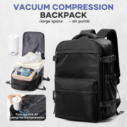 Vacuum Compression Travel Backpack, Expandable Large Capacity Laptop Backpack, Business School Bag for Men and Women, 20–35L Nylon Carry-On Backpack