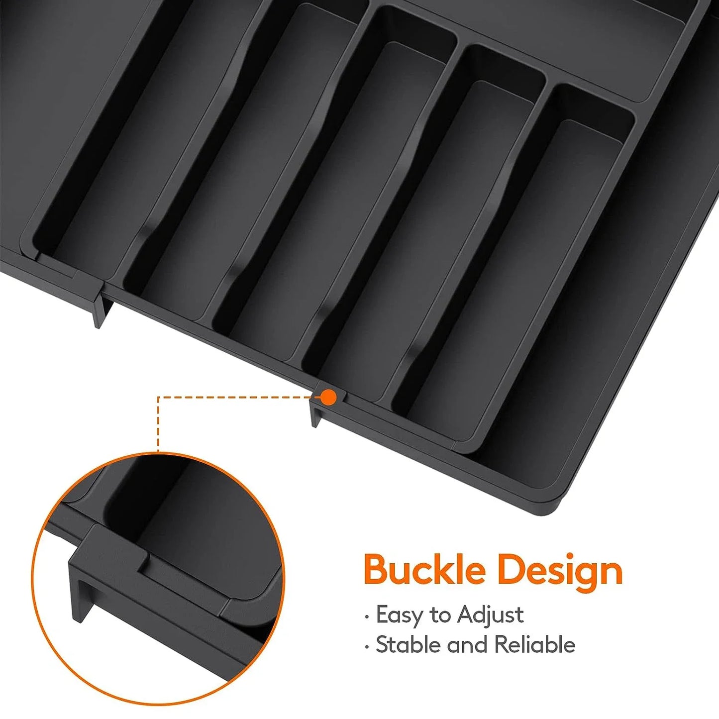 Expandable Kitchen Drawer Organizer – Adjustable Retractable Cutlery Storage Box with Dividers