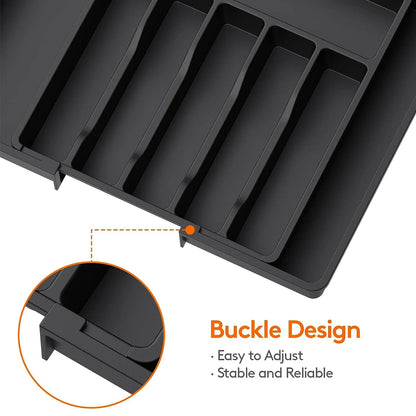 Expandable Kitchen Drawer Organizer – Adjustable Retractable Cutlery Storage Box with Dividers