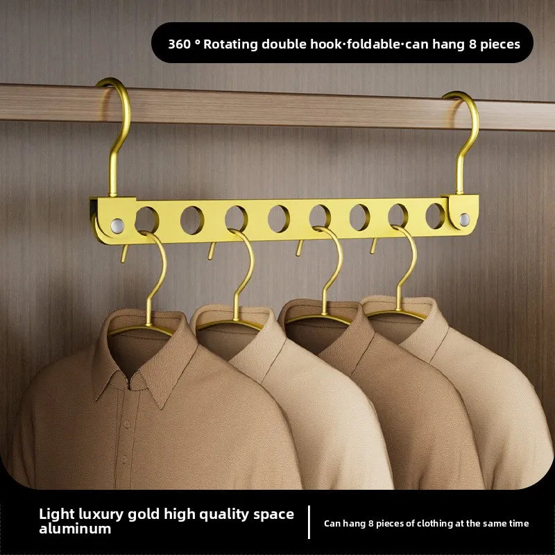 Foldable Rotatable Magic Clothes Hanger Organizer – Multi-Hole Metal Wardrobe Space Saver Hook