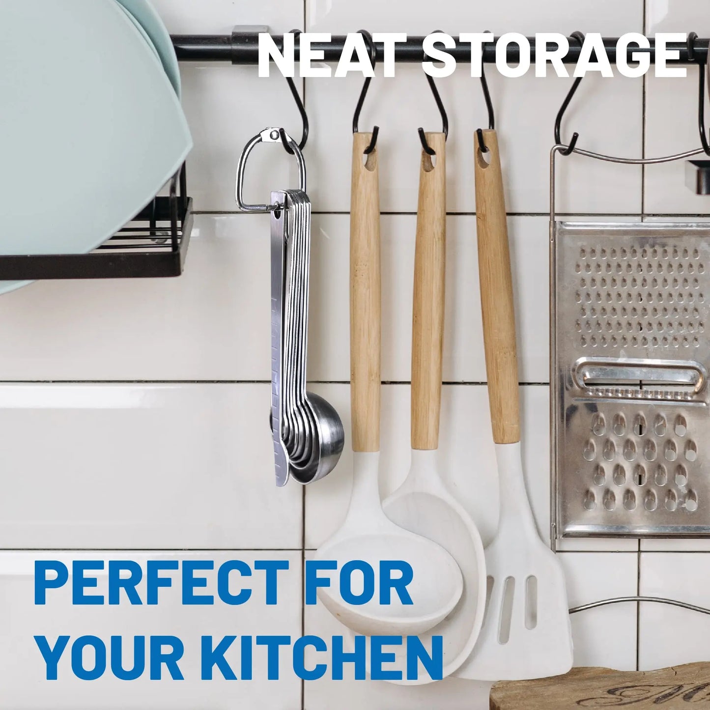 Stainless Steel Measuring Spoons Set of 8 with Leveler – Metal Teaspoon and Tablespoon Kitchen Gadgets for Baking and Cooking