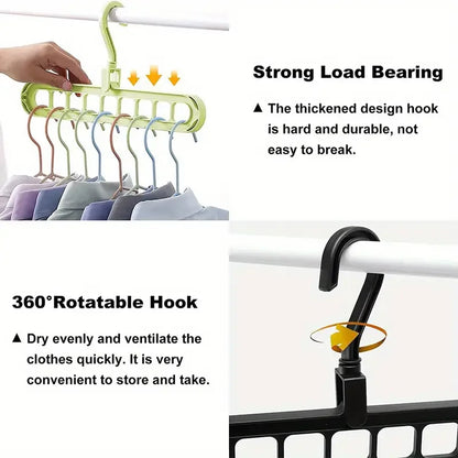 Solid Wood Multi-Hook Clothes Hanger – Vintage Wooden Organizer with 8 Hooks for Underwear & Accessories