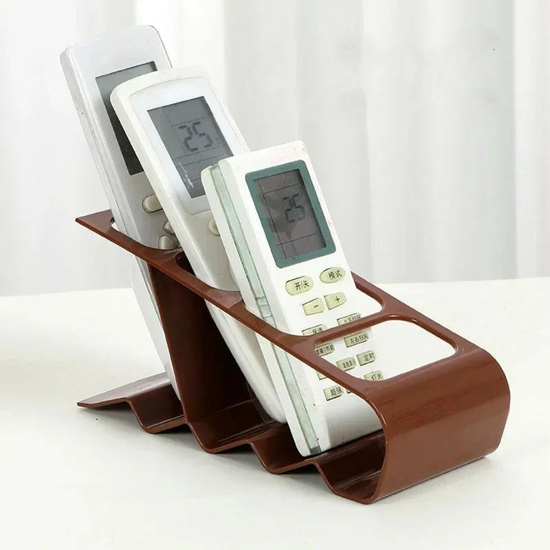 4-Slot Remote Control Holder, Plastic Desk Organizer for Living Room, Office & Home Storage