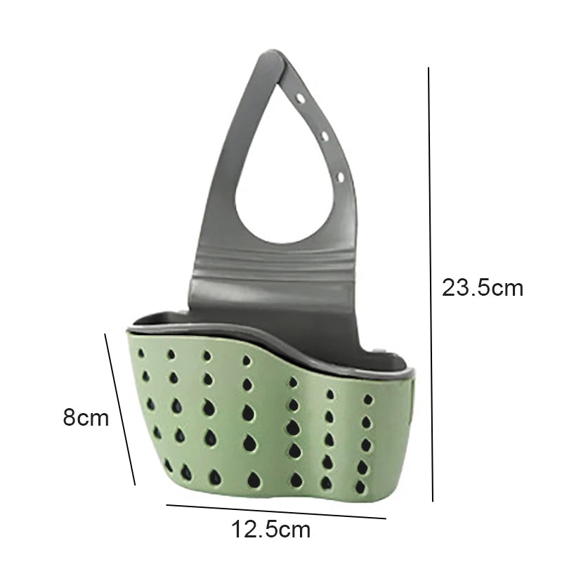 Kitchen Sink Storage Drain Basket – Adjustable Soap & Sponge Holder Hanging Shelf Organizer