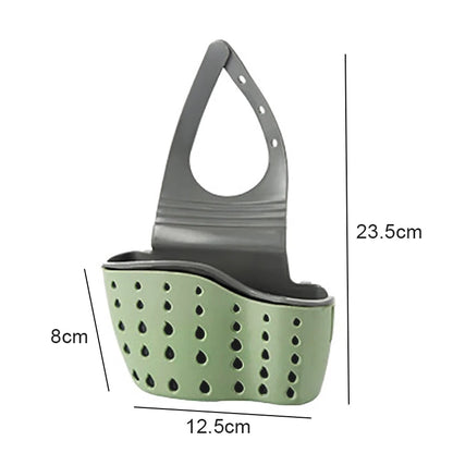 Kitchen Sink Storage Drain Basket – Adjustable Soap & Sponge Holder Hanging Shelf Organizer