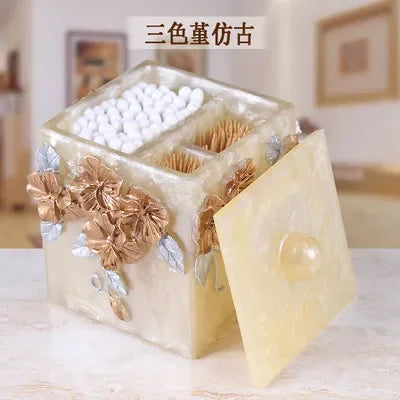 5-Piece Resin Bathroom Accessory Set, European Retro Toilet Set with Soap Dispenser, Tissue Holder, Toilet Brush & Cotton Swab Box