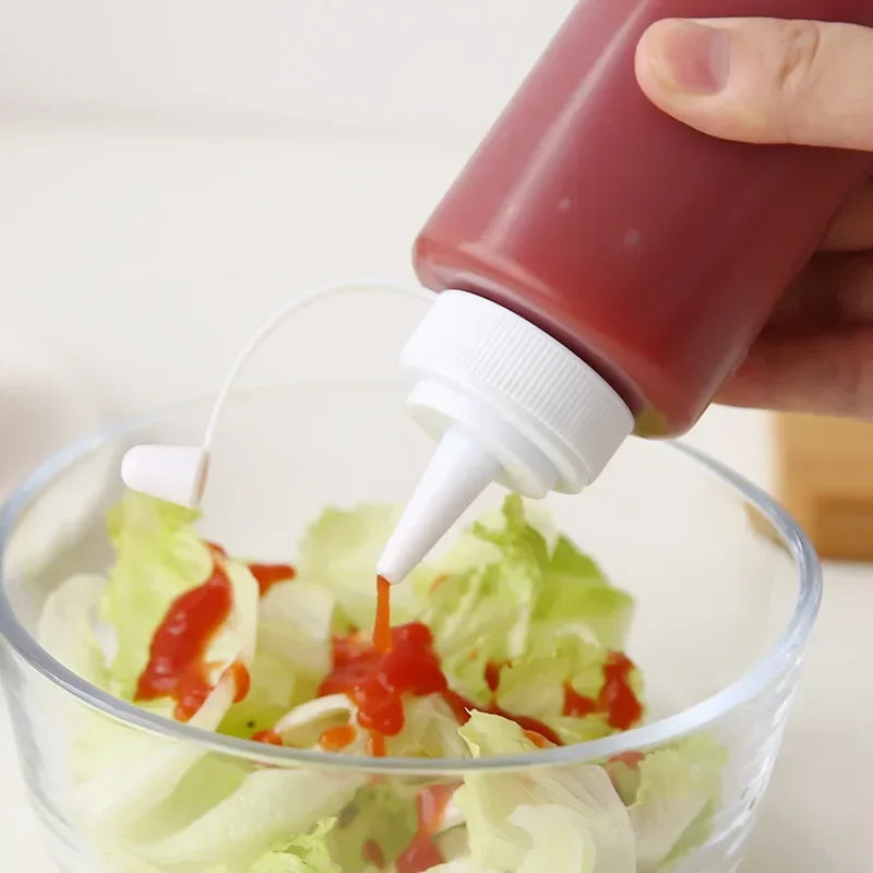Large Squeeze Condiment Bottles with Nozzles – Ketchup, BBQ Sauce, Olive Oil Dispenser Squeeze Bottles Kitchen Gadget