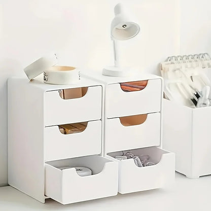 Chic 3-Tier Desk Organizer with Drawers – Portable Storage Box for Office Supplies, Jewelry & Cosmetics