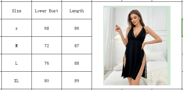 Women’s Sexy Lace Nightgown Deep V Halter Nightdress, Plus Size Loose Fit Sleepwear Lingerie for Comfortable Intimates and Loungewear