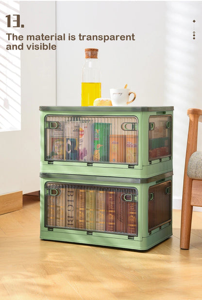 Foldable Storage Box with Wheels, Stackable Closet Organizer for Clothes, Quilts, Toys & Books