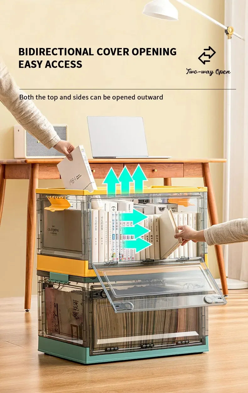 Foldable Storage Trunk, Large Capacity Transparent Storage Box for Wardrobe Clothes & Home Organization