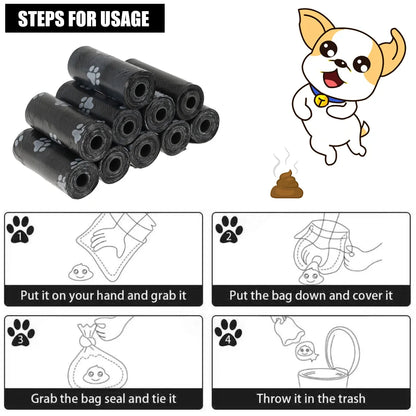 Disposable Dog Poop Waste Bags Rolls, Leak-Proof Pet Cleanup Bags with Bone Dispenser Compatibility, 10/30/50 Roll Options for Outdoor and Home Use