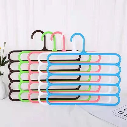 5-Layer Multi-Functional Clothes Hanger – Non-Slip Plastic Pants Storage Rack for Closet Organization