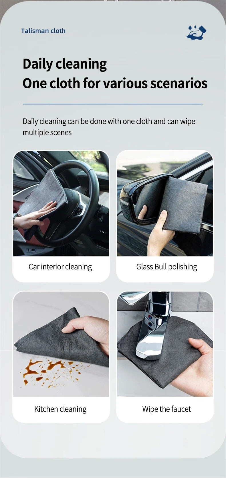 Thickened Magic Cleaning Cloth – Microfiber Glass Cleaning Towel Reusable Washable Lint-Free Cleaning Rag