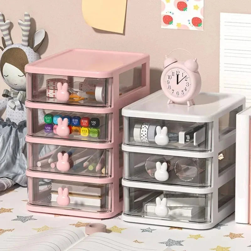 2–5 Layer Clear Stacking Drawer Organizer – Multi-Tier PP Storage Box Modular Desktop System for Office & Beauty Products