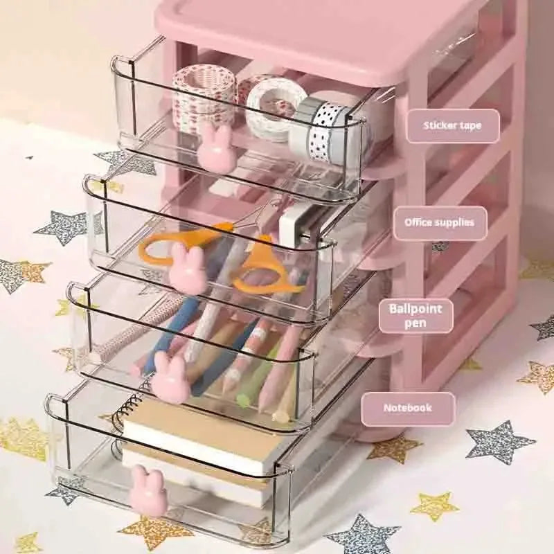 2–5 Layer Clear Stacking Drawer Organizer – Multi-Tier PP Storage Box Modular Desktop System for Office & Beauty Products