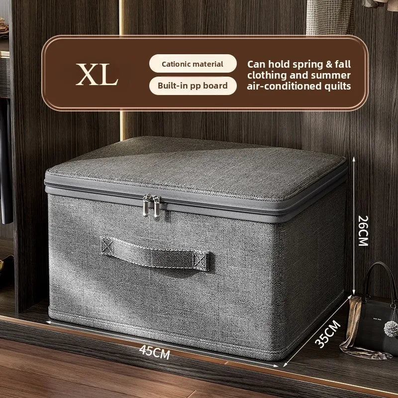 Foldable Cationic Fabric Storage Box with Soft Lid – Multi-Purpose Organizer Bin for Clothes & Toys