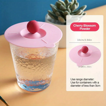 Round Heat-Resistant Cup Lid Cover – Non-Toxic Silicone Universal Mug Lid with Spoon Holder