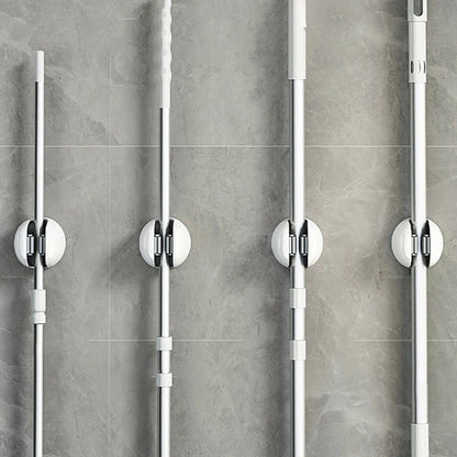 Self-Adhesive Roller Mop Hooks – Wall-Mounted Broom & Cleaning Tool Organizer Rack for Bathroom & Home