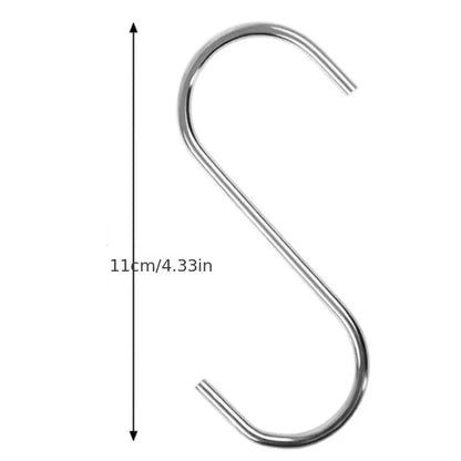 10Pcs Stainless Steel S-Shaped Hooks – Multi-Functional Metal Hanging Hooks for Kitchen & Bathroom