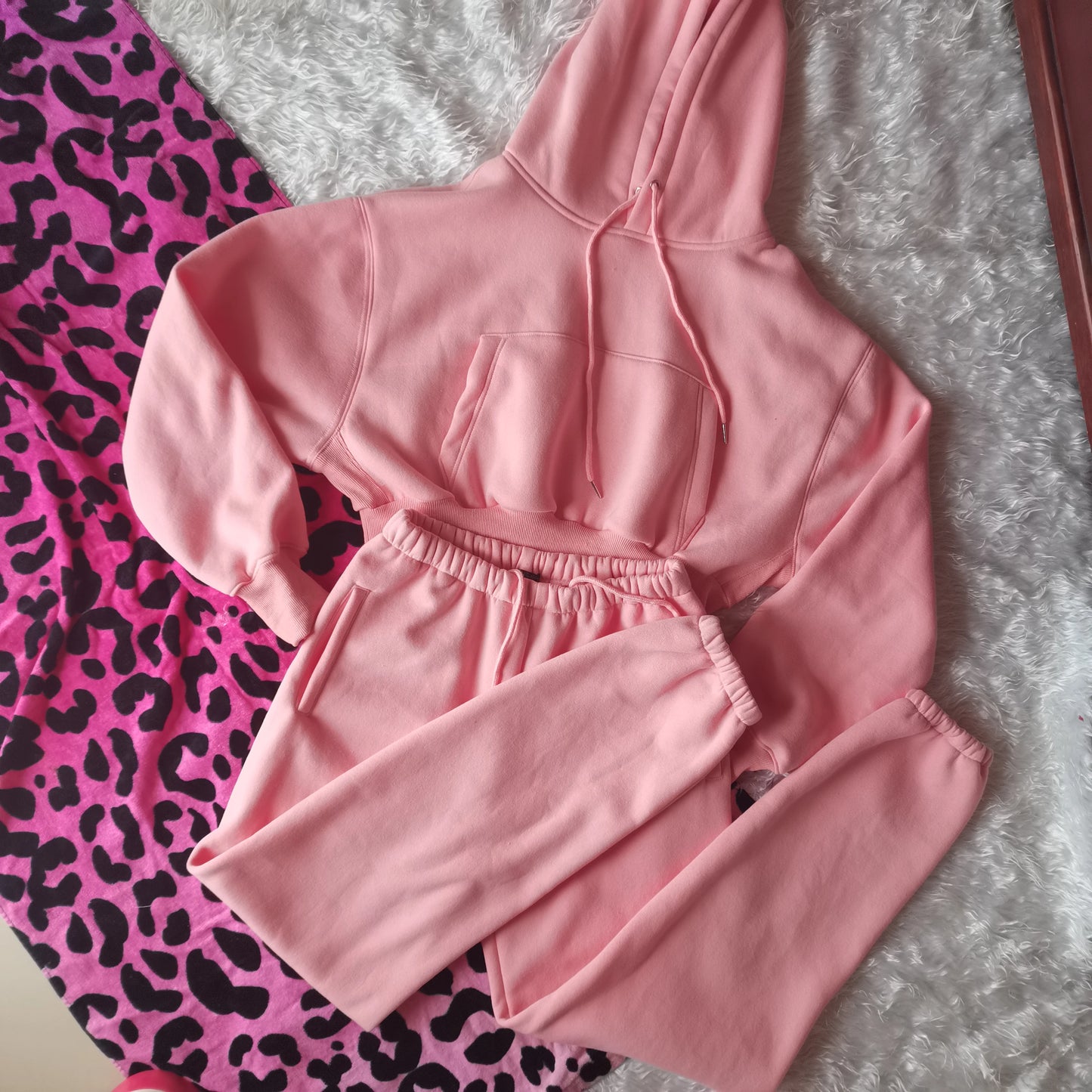 Women’s Fleece Hoodie and Jogger Pants 2-Piece Tracksuit Set, Warm Solid Color Sweat Suit for Fall and Winter Casual Sports Outfit