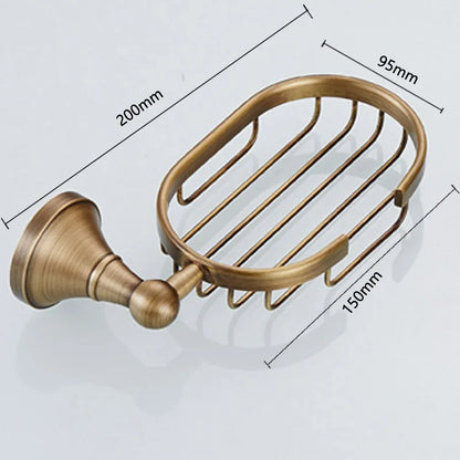 Luxury Solid Brass Bathroom Accessories Set, Antique Brass Towel Bar, Paper Holder, Towel Ring & Robe Hook