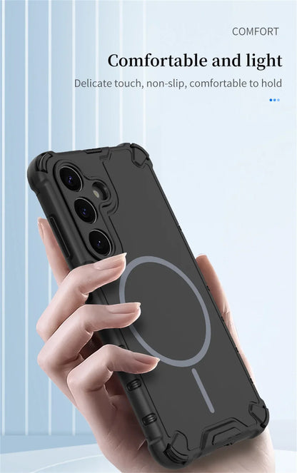 Anti-slip Bumper Armor Magnetic Phone Case For Samsung S25 Series Magsafe Cover
