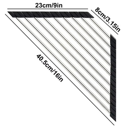 Roll-Up Triangle Dish Drying Rack – Foldable Stainless Steel Sink Corner Organizer for Sponge & Rag