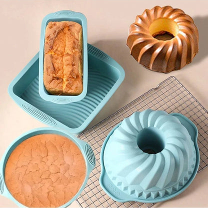 Silicone Cake Baking Mould Set – High-Temperature Resistant Oven Baking Pan for Cake, Bread, Toast, and Muffins