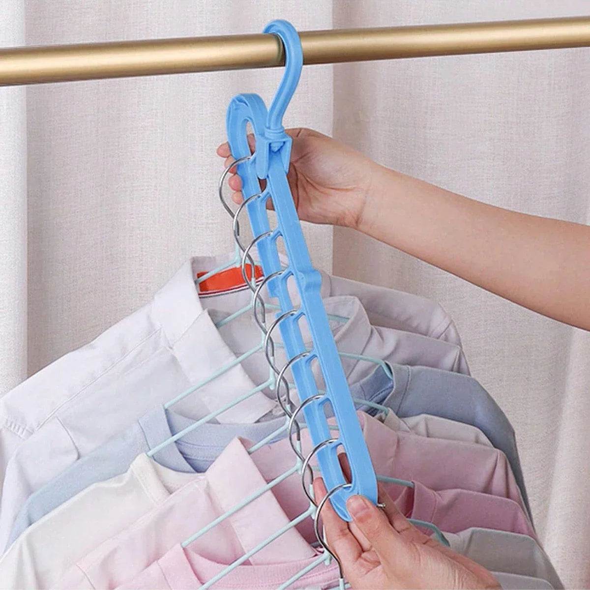 Solid Wood Multi-Hook Clothes Hanger – Vintage Wooden Organizer with 8 Hooks for Underwear & Accessories