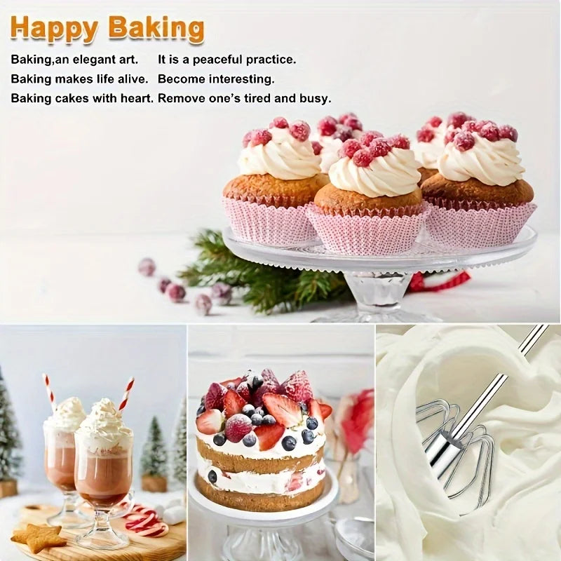 Stainless Steel Semi-Automatic Egg Beater, Hand Push Mixer for Egg, Cream and Baking Mixing