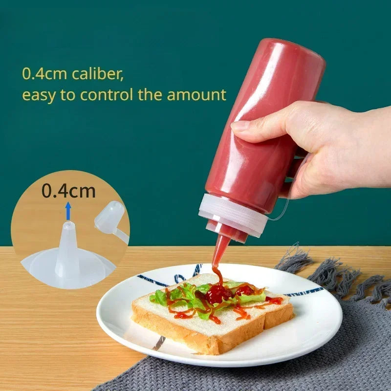 Large Squeeze Condiment Bottles with Nozzles – Ketchup, BBQ Sauce, Olive Oil Dispenser Squeeze Bottles Kitchen Gadget