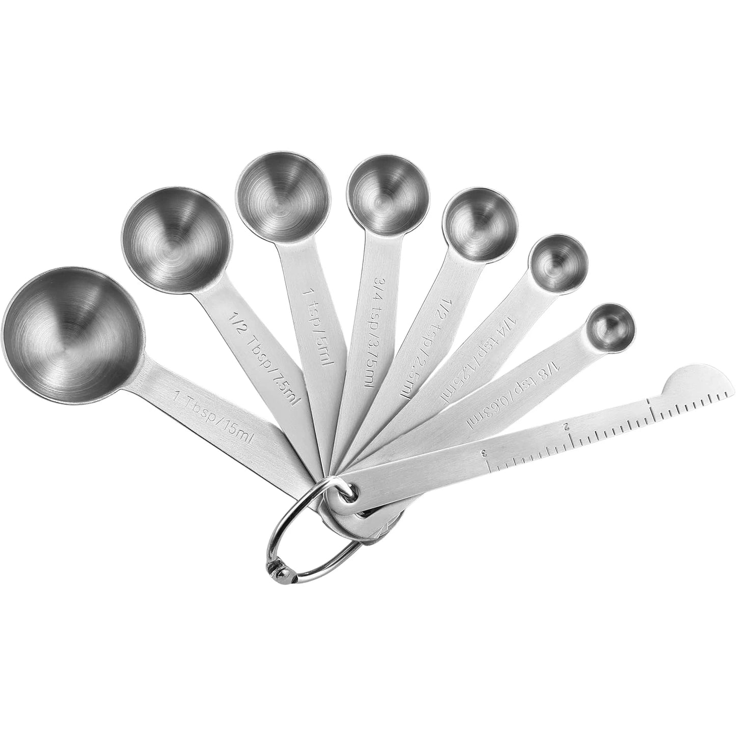 Stainless Steel Measuring Spoons Set of 8 with Leveler – Metal Teaspoon and Tablespoon Kitchen Gadgets for Baking and Cooking