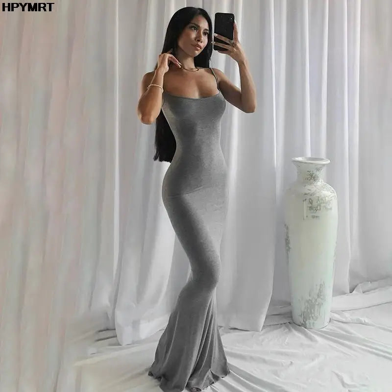 Women’s Satin Slip Maxi Dress Sleeveless Backless Bodycon Gown, Elegant Slim Fit Party Evening Dress for Spring and Special Occasions
