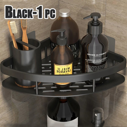 Wall Hanging Corner Bathroom Shelf – No-Drill Rectangular Shower Rack for Shampoo & Towels